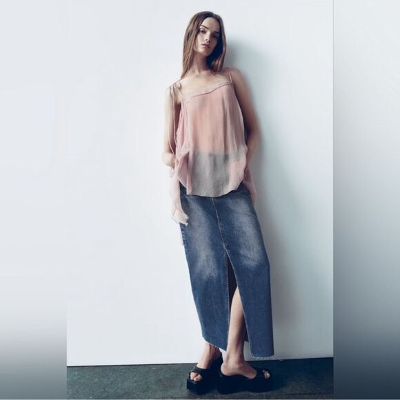 ZARA BOHO SEMI-SHEER VOLUMINOUS BLOUSE - Picture 6 of 9